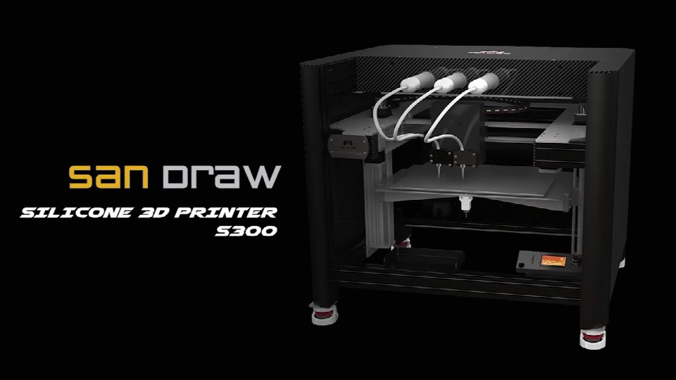 [视频] San Draw S300 第一台能搭配水溶性支撐材料的 FAM 硅胶3D打印机